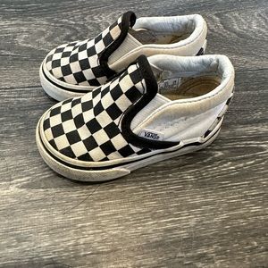 Vans black and white checkered slip on sneakers baby size 3